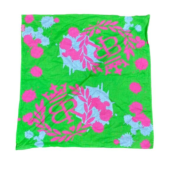 Betty Rides Scarf Snowboarding Pink Green 22 in. X 22 in. - Picture 1 of 3